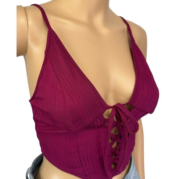 Urban Outfitters UO Rina Triangle Cami Burgundy Red Corset Top Size XS - Picture 12 of 14